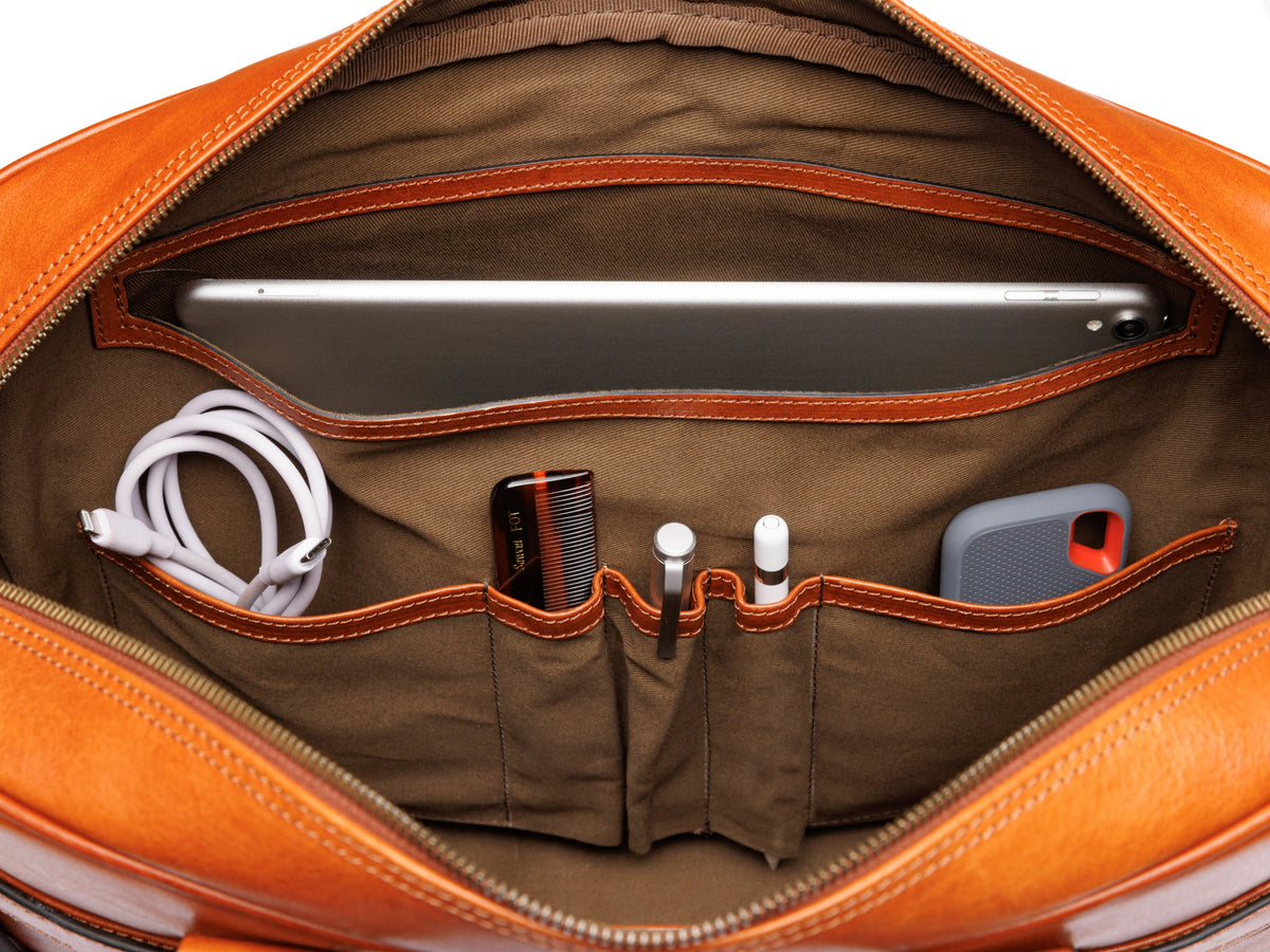 Bosca Italia Single Gusset Stringer Bag Amber