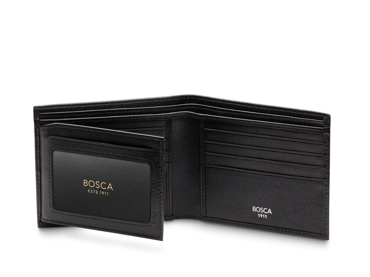 Bosca Nappa Vitello Bifold With Card / I.D. Flap Black