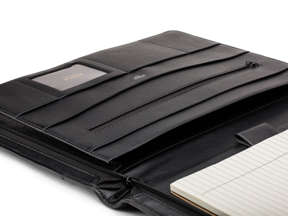 Bosca Nappa Vitello Deluxe Zip Around Portfolio Organizer Black