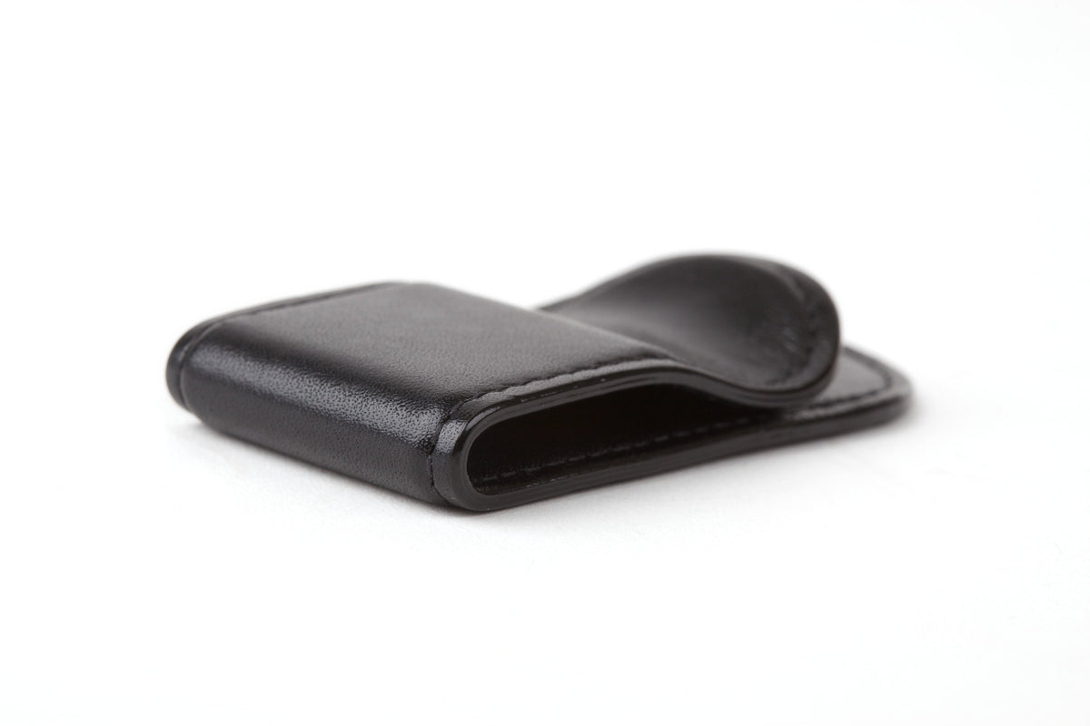 Bosca Leather-Covered Money Clip Black
