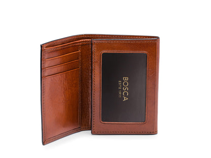Bosca Double I.D. Trifold  Dark Brown