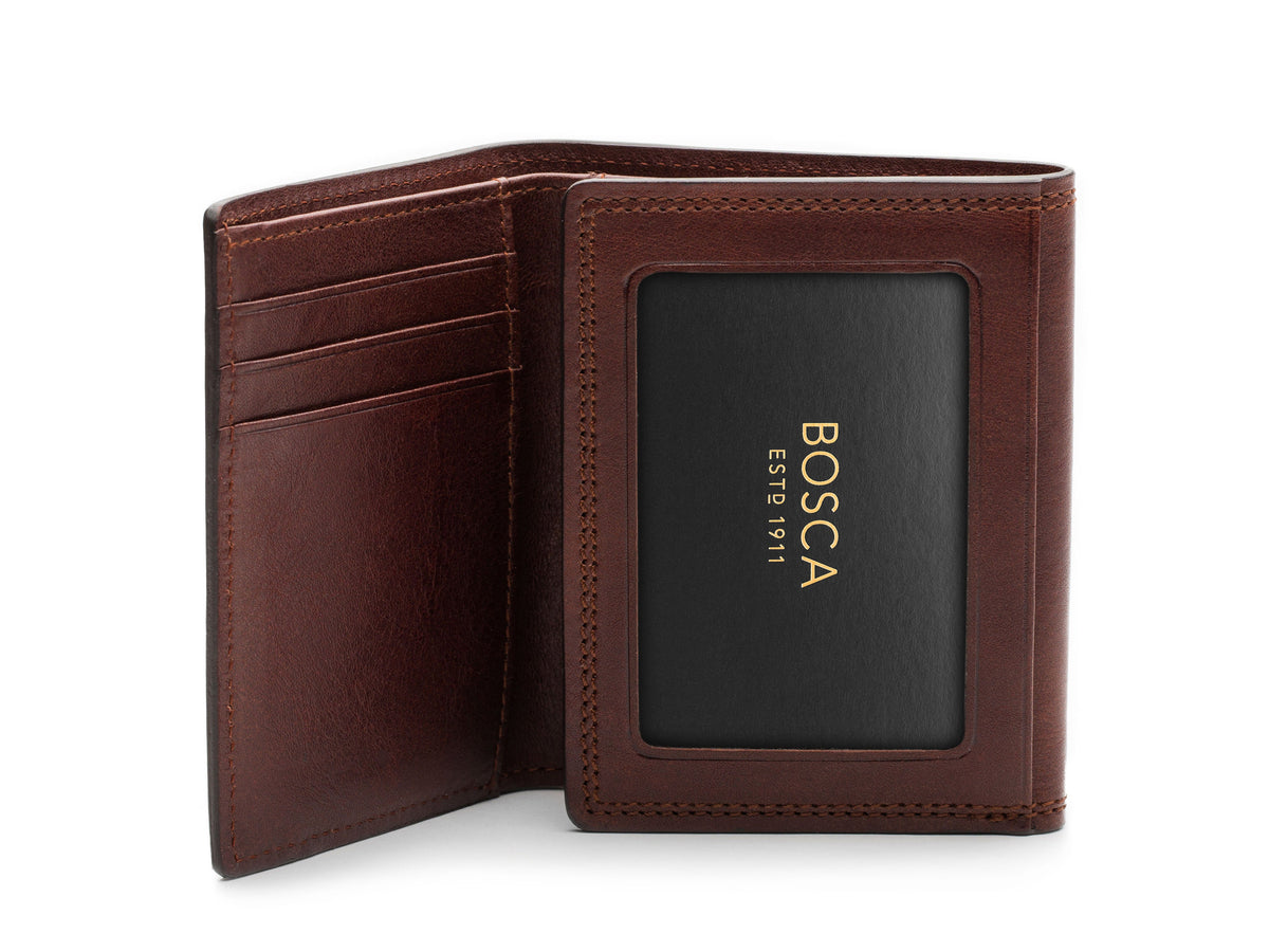 Bosca Double I.D. Trifold Dolce  Dark Brown