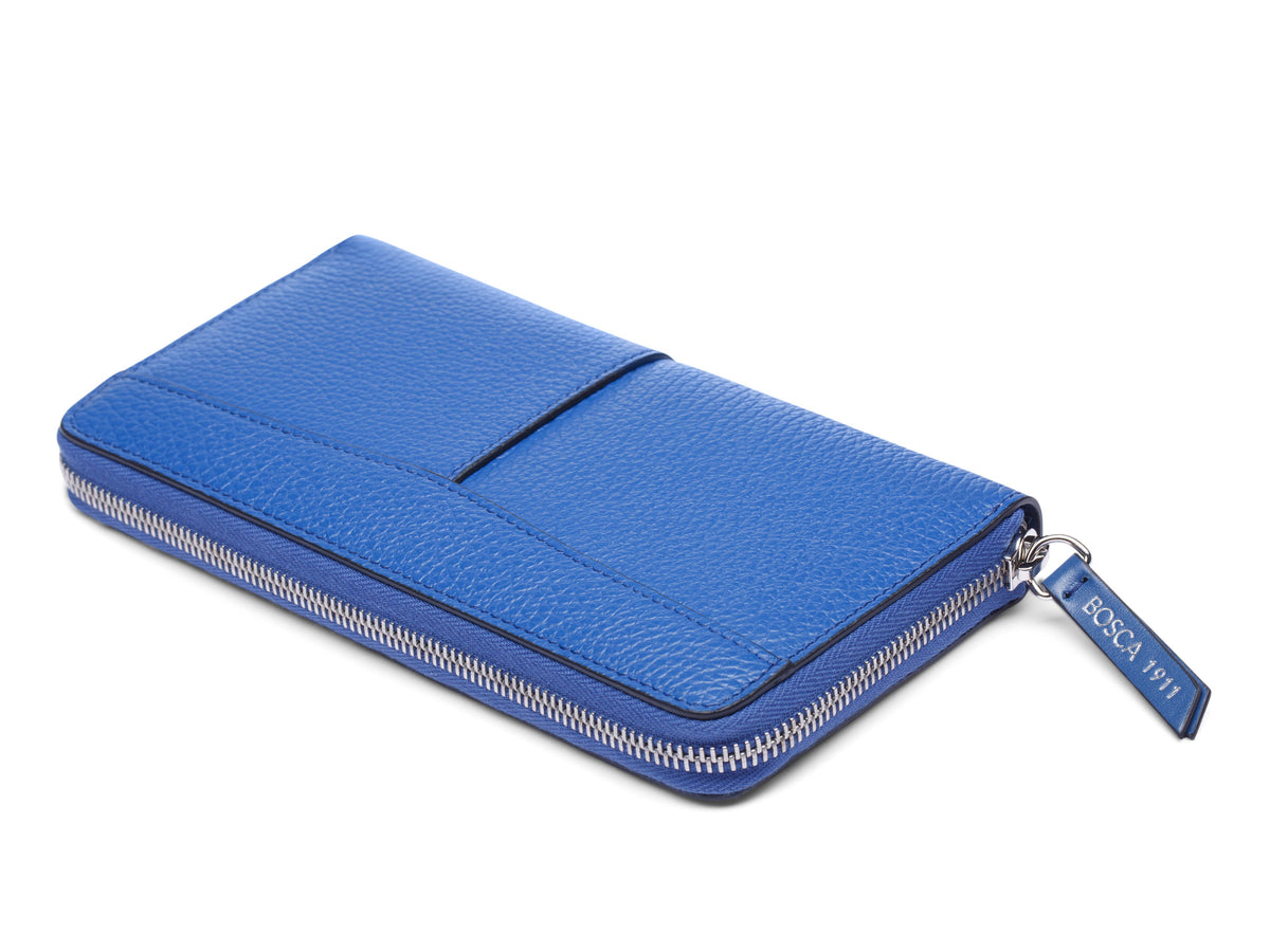 Bosca Italia 8" Accordion Zip Wallet Blue