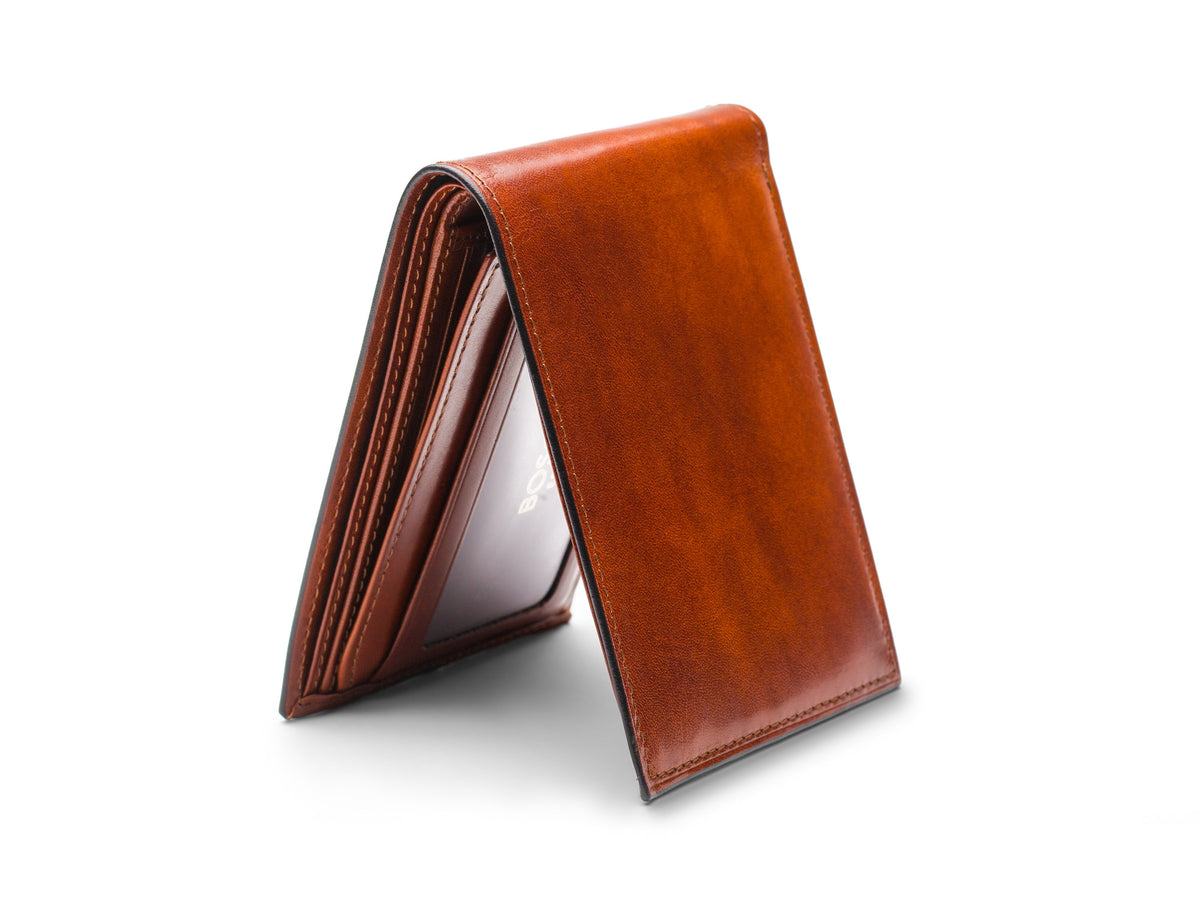 Bosca Old Leather Bifold With Card / I.D. Flap Amber
