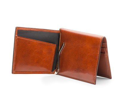 Bosca Old Leather Money Clip W/ Pocket Amber