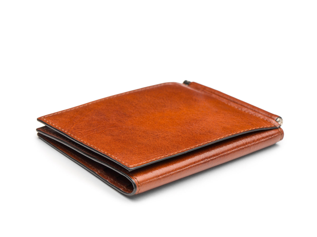 Bosca Old Leather Money Clip W/ Pocket Amber