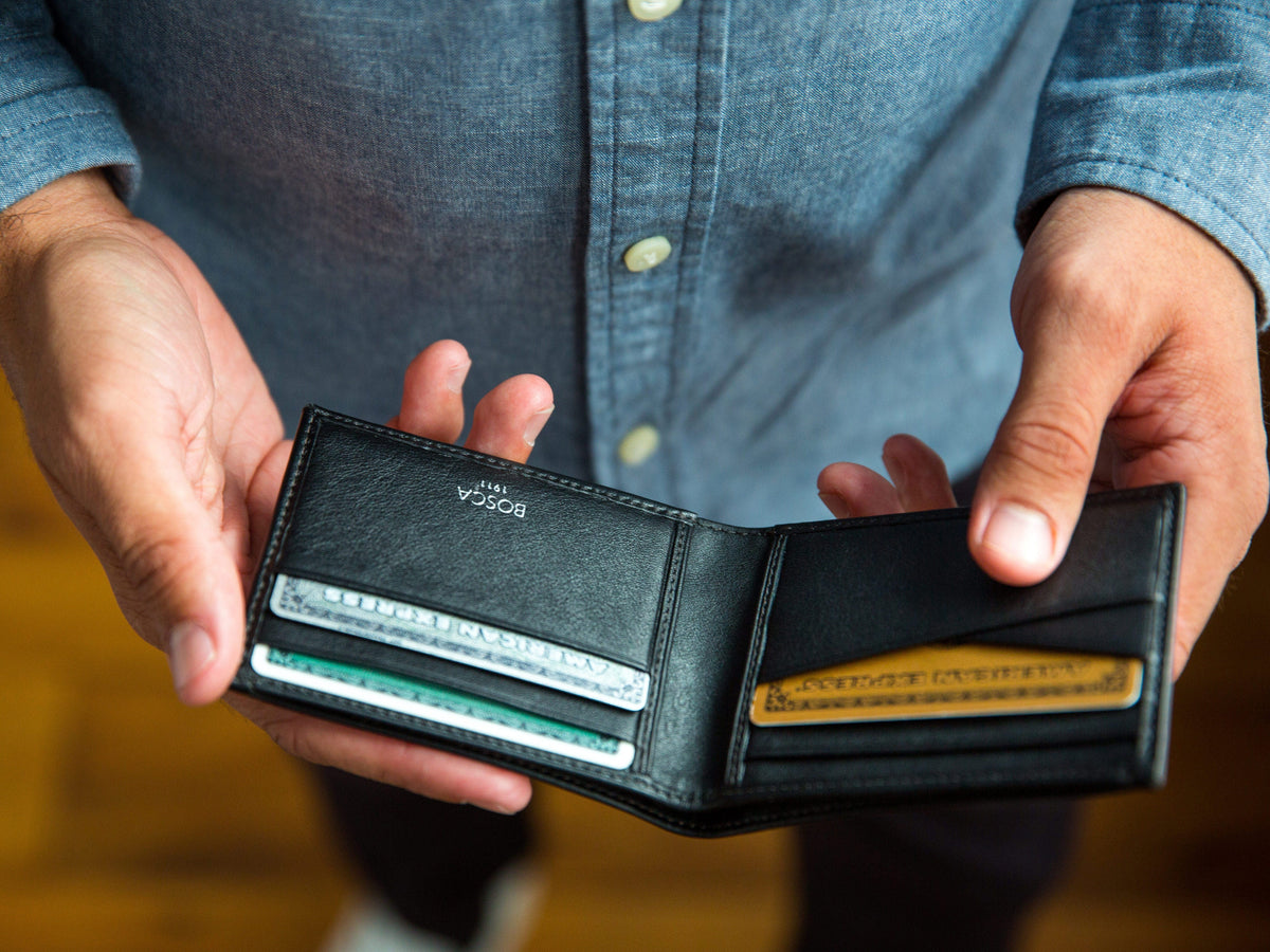 Bosca Nappa Vitello Small Bifold Wallet Black