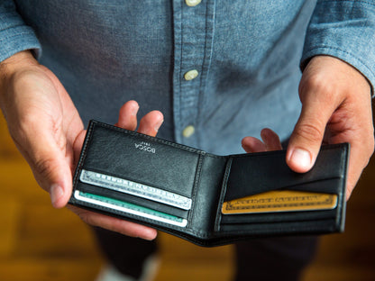 Bosca Nappa Vitello Small Bifold Wallet Black