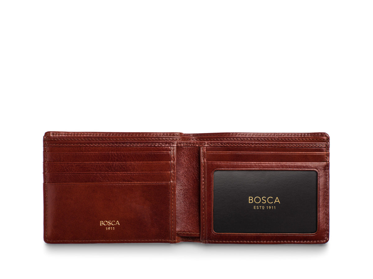 Bosca Old Leather 5 Pocket Wallet W/ I.D. Dark Brown