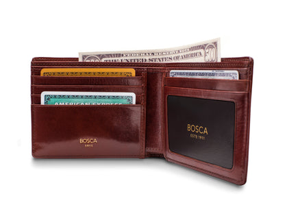 Bosca Old Leather 5 Pocket Wallet W/ I.D. Dark Brown