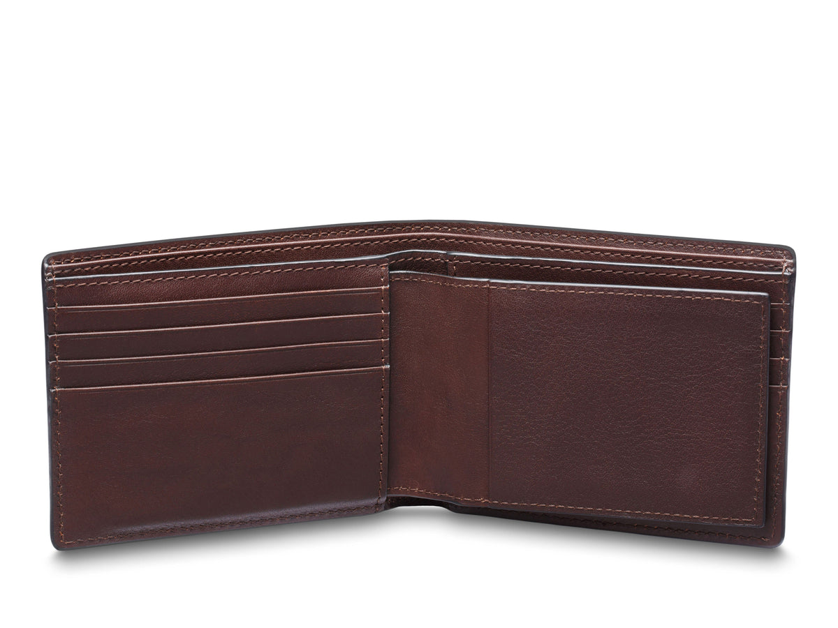Bosca Navayo Slim 10 Pocket Flip I.D. Bifold Dark Brown
