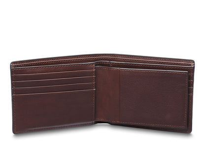 Bosca Navayo Slim 10 Pocket Flip I.D. Bifold Dark Brown