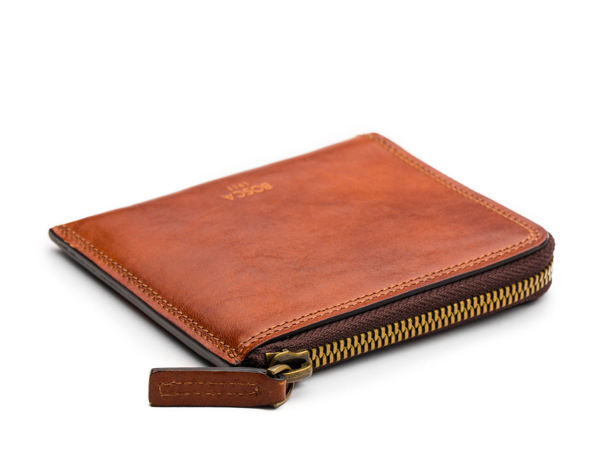 Bosca Euro Zip Wallet  Amber