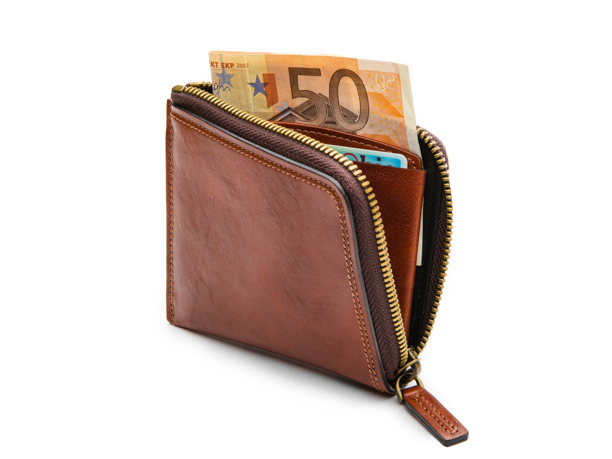 Bosca Euro Zip Wallet  Amber
