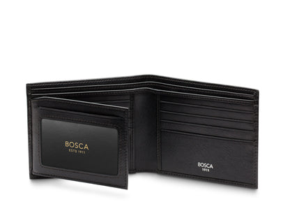 Bosca Nappa Vitello Bifold With Card / I.D. Flap Black