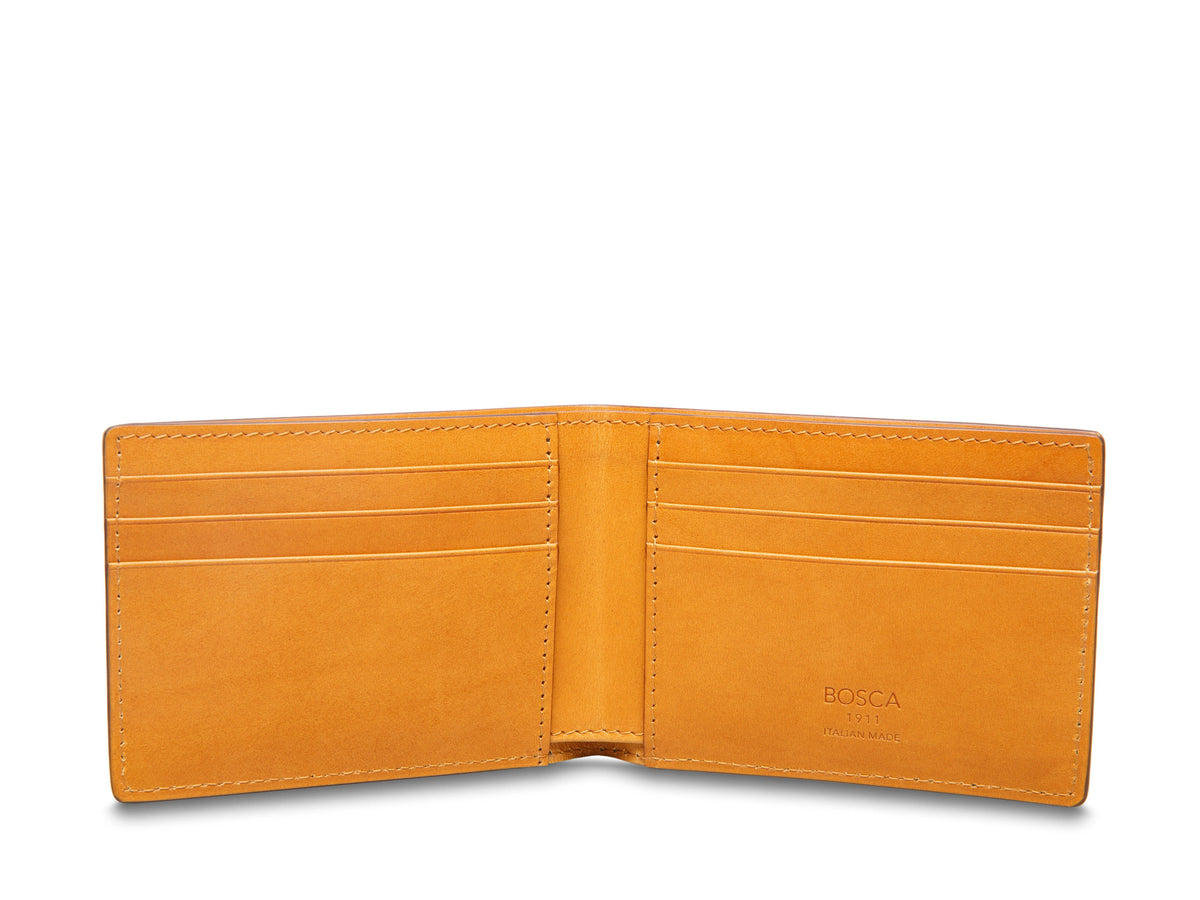 Bosca Italo Contrast Small Bifold Wallet-RFID Dark Brown/Tan
