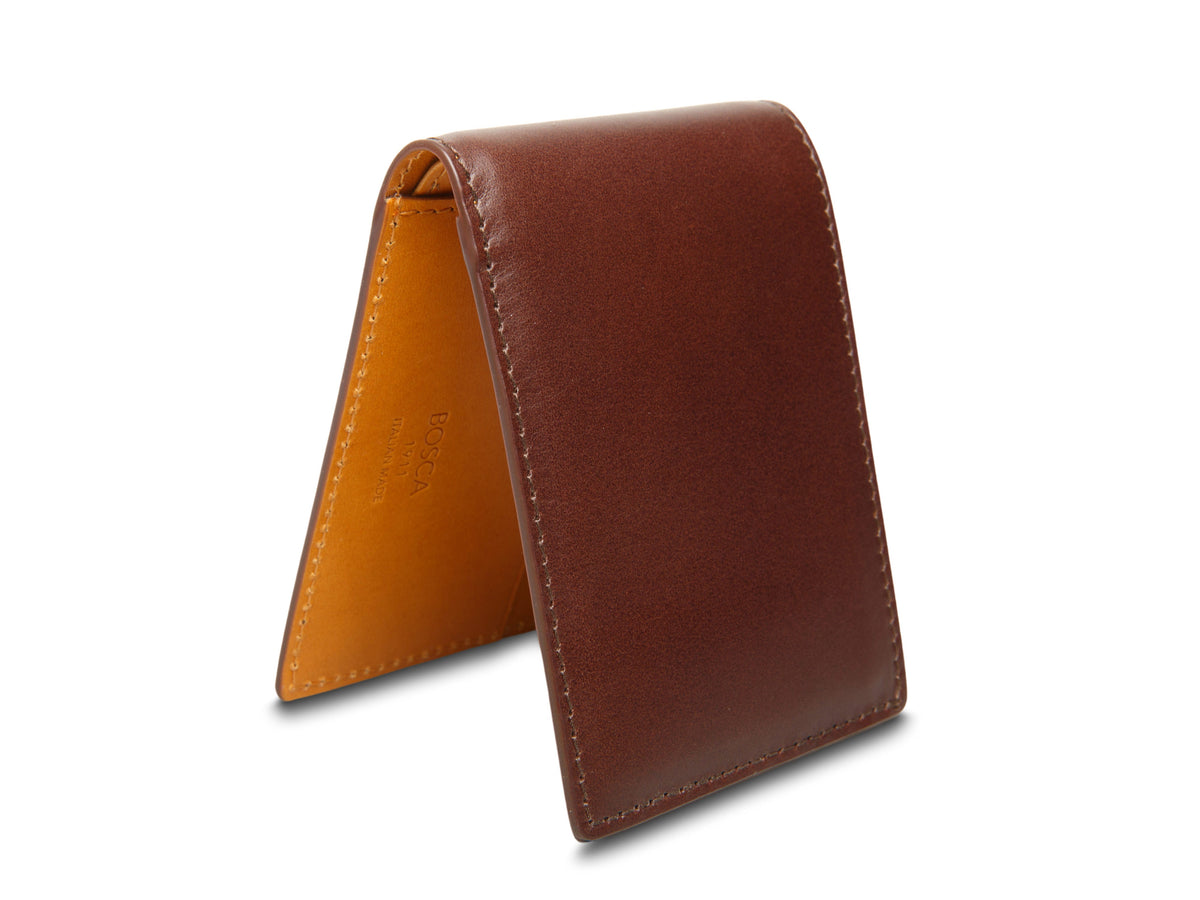 Bosca Italo Contrast Small Bifold Wallet-RFID Dark Brown/Tan