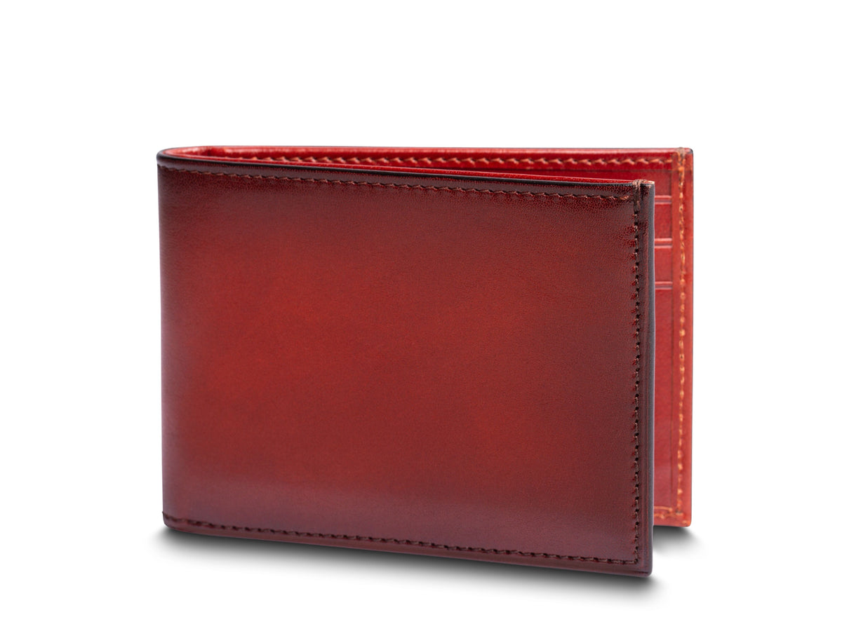 Bosca Smoked Old Leather Small Bifold Wallet Smoked Red