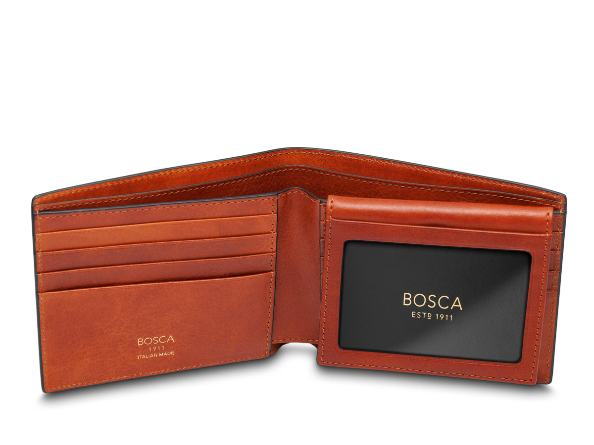 Bosca Dolce Italia Euro Credit Wallet w/I.D. Passcase - RFID Amber