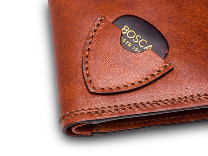 Bosca Dolce Small Bifold Wallet with Guitar Pick Pocket Amber