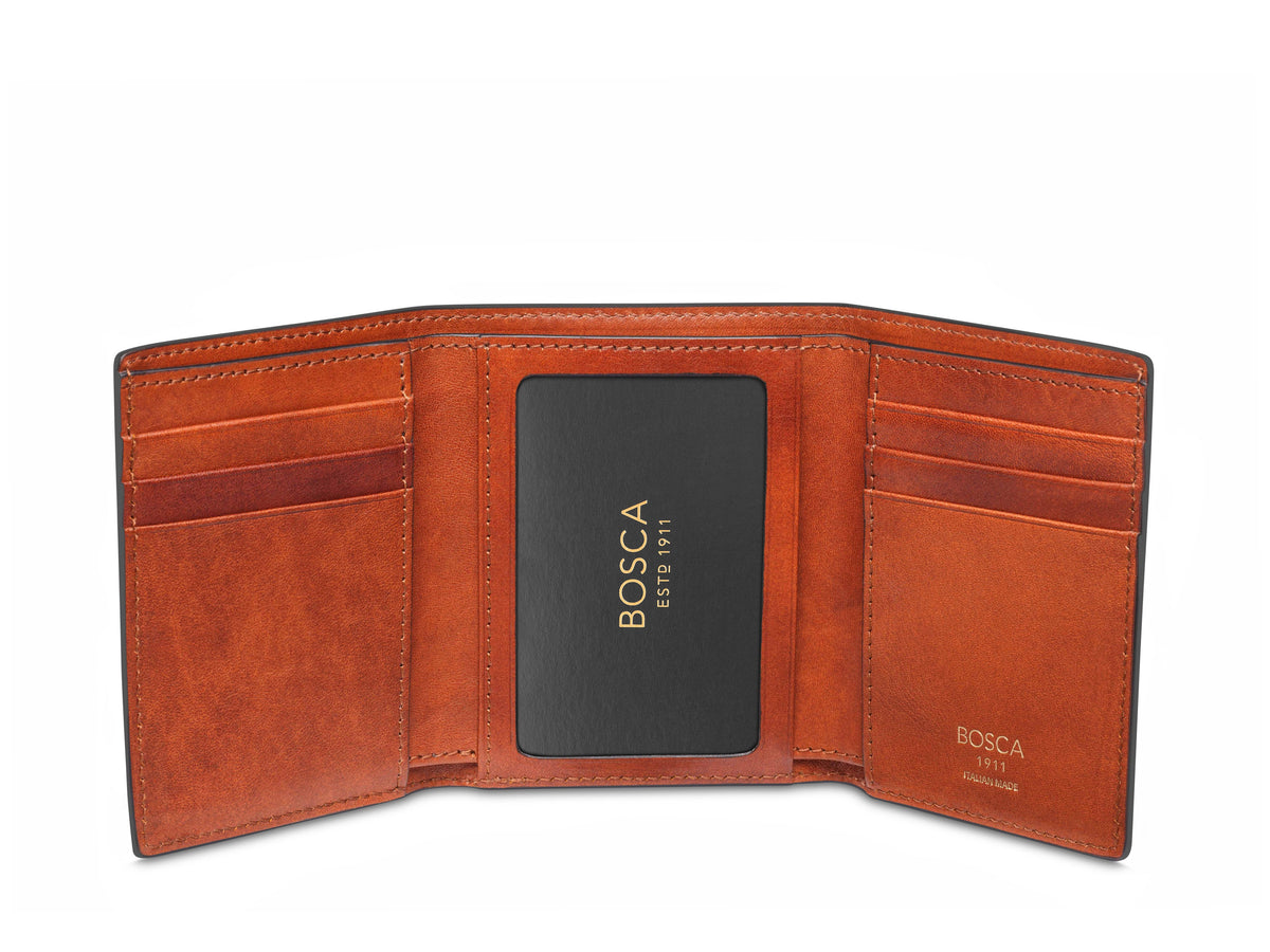 Bosca Dolce Italia Double I.D. Trifold Wallet Amber