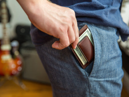 Bosca Deluxe Front Pocket Wallet  Dark Brown