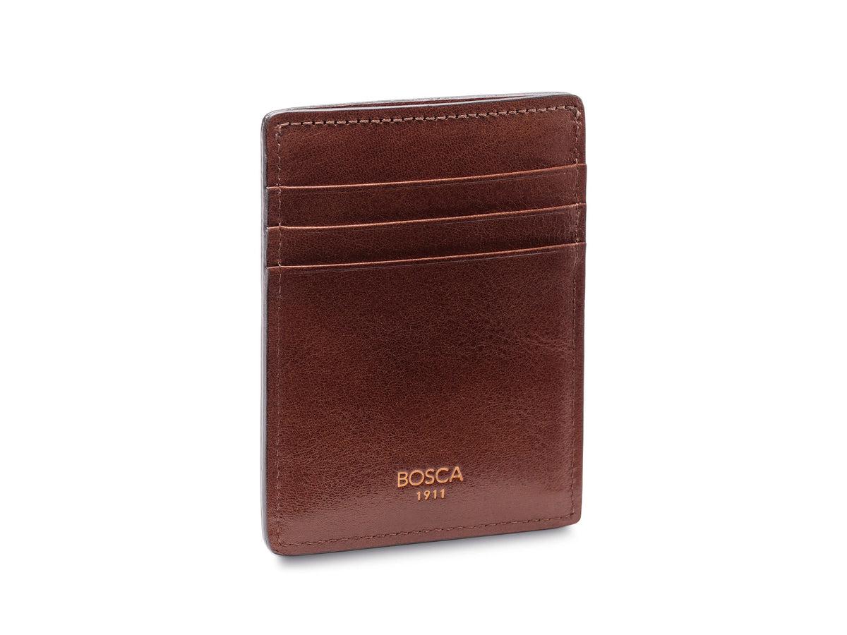 Bosca Deluxe Front Pocket Wallet  Dark Brown