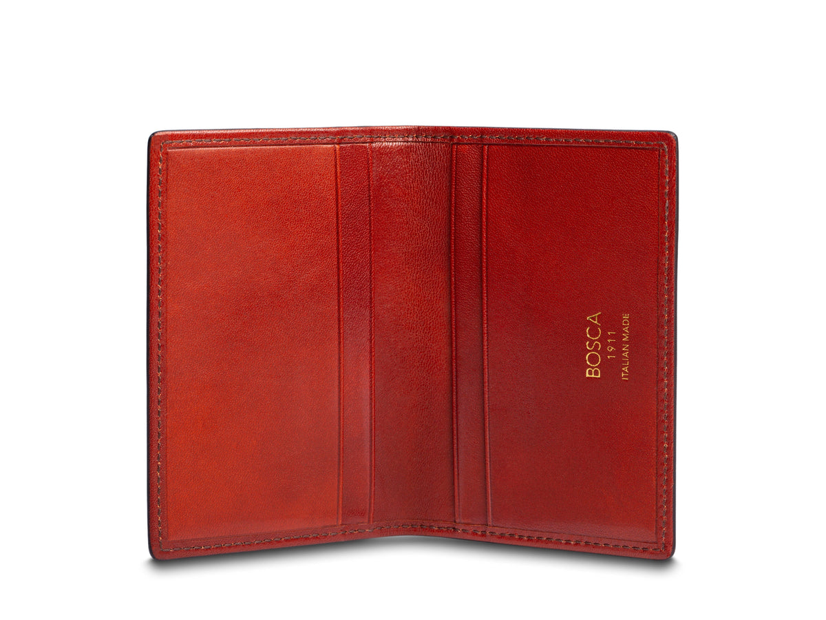 Bosca Smoked Old Leather Calling Card Case Smoked Red