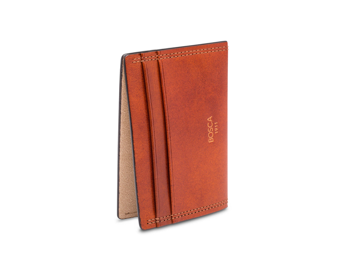 Bosca Dolce Weekend Wallet with Guitar Pick Pocket Amber