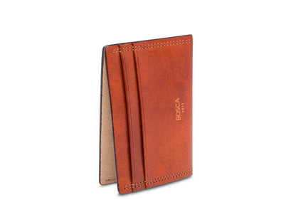 Bosca Dolce Weekend Wallet with Guitar Pick Pocket Amber