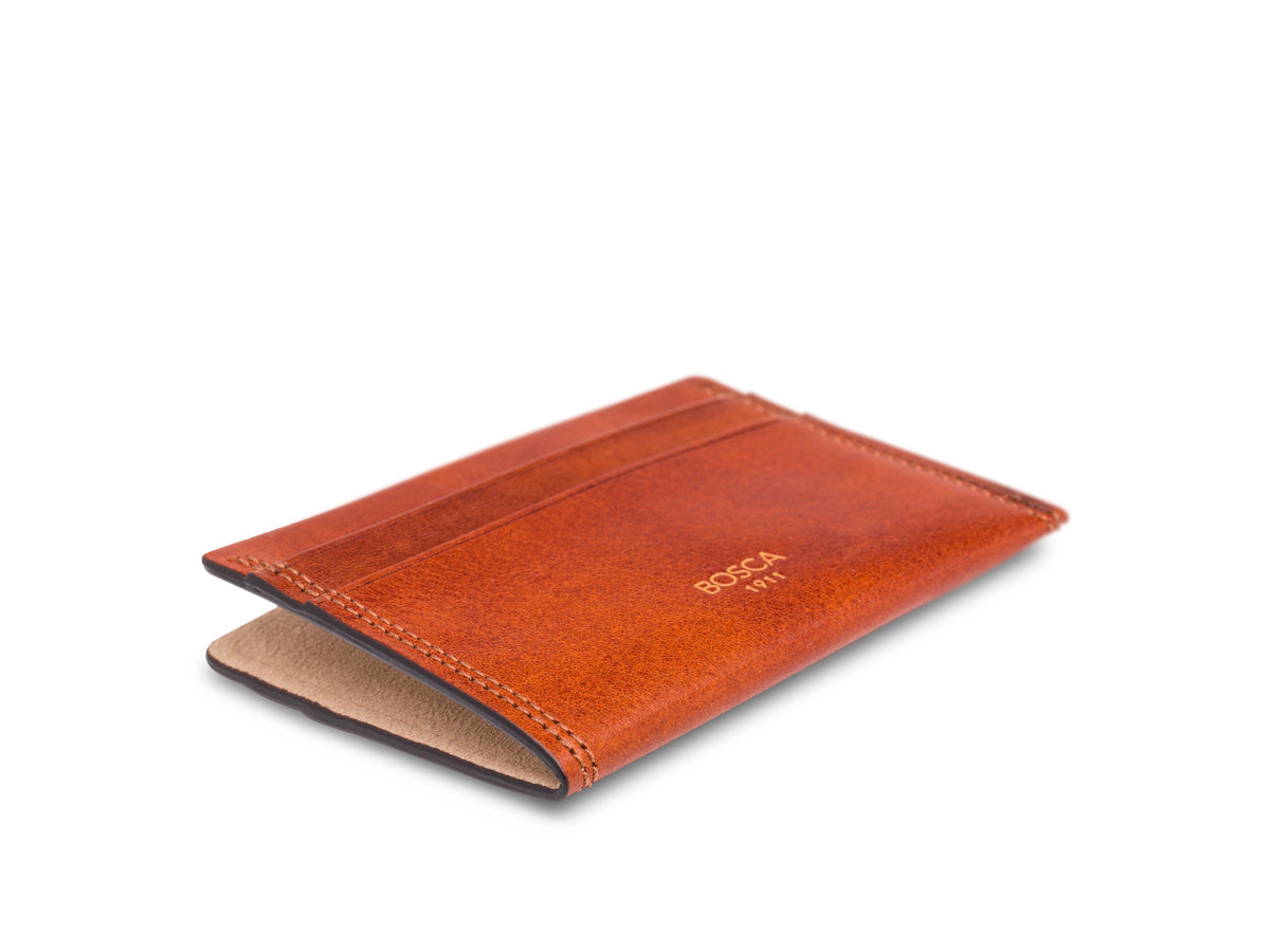Bosca Dolce Weekend Wallet with Guitar Pick Pocket Amber