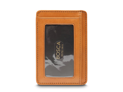 Bosca Old Leather 7 Pocket I.D. Card Case -RFID Saddle
