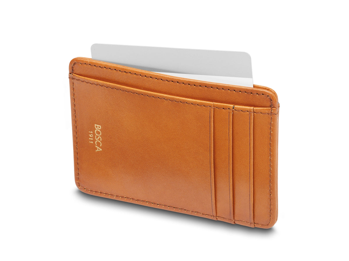 Bosca Old Leather 7 Pocket I.D. Card Case -RFID Saddle