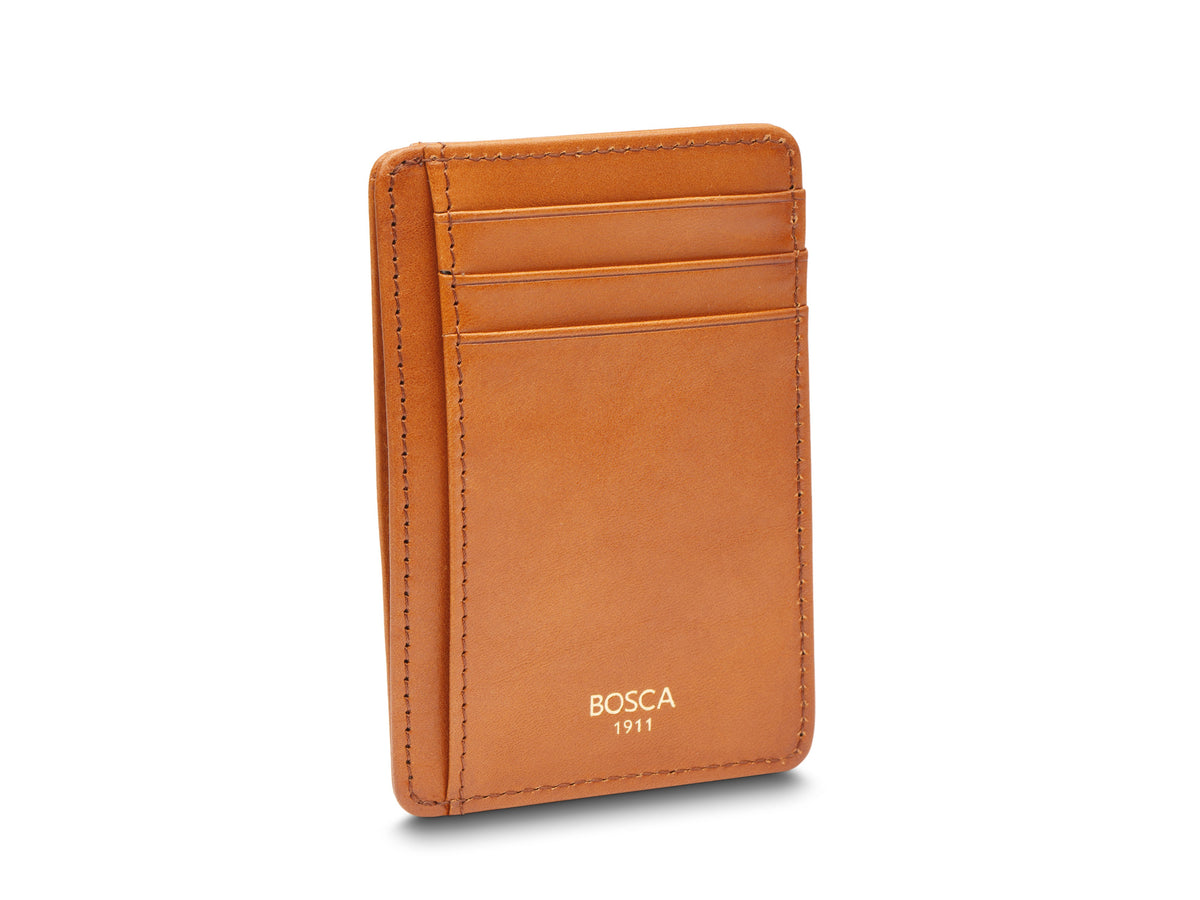 Bosca Old Leather 7 Pocket I.D. Card Case -RFID Saddle