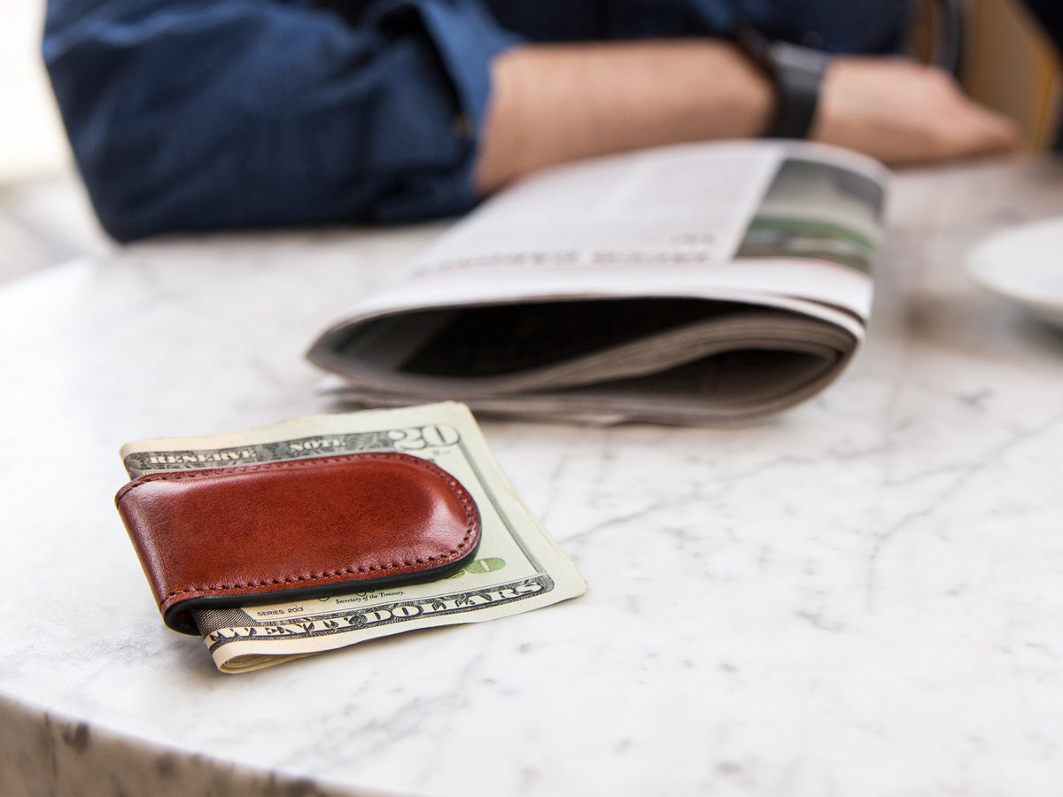 Bosca Old Leather Magnetic Money Clip Cognac
