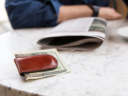 Bosca Old Leather Magnetic Money Clip Cognac
