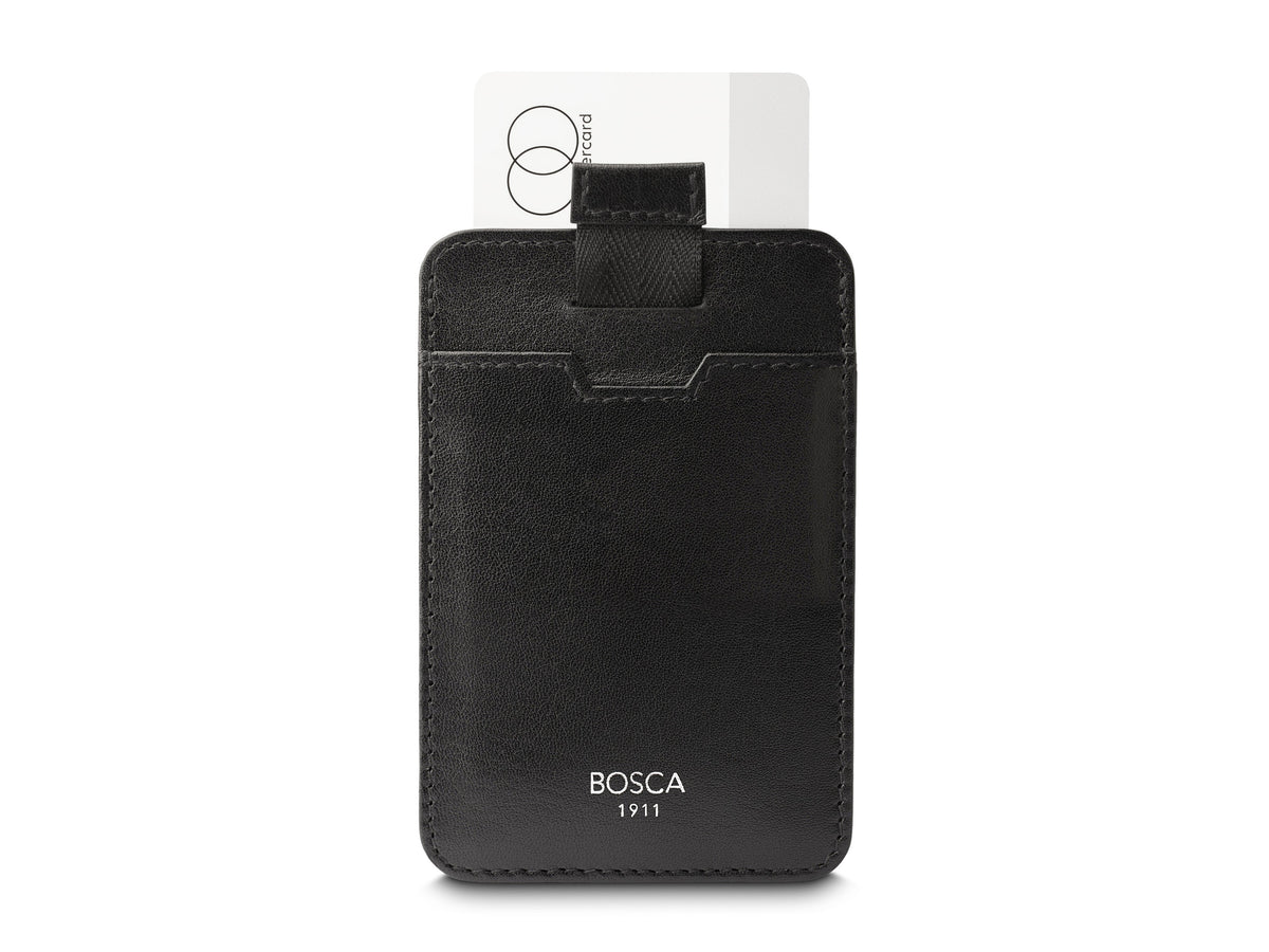 Bosca Nappa Vitello Pull Tab Card Case Black