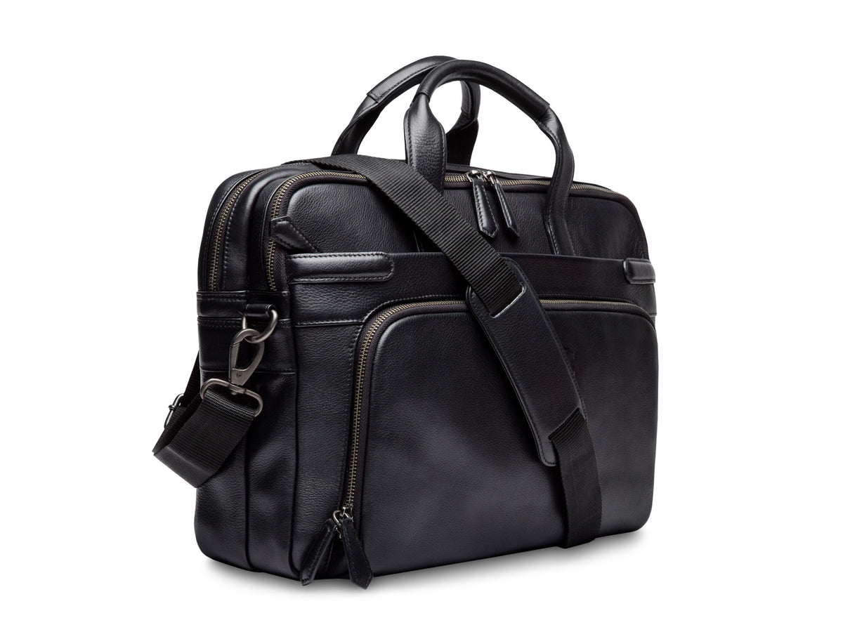Bosca Nappa Soft Double Zip Brief Bag Black