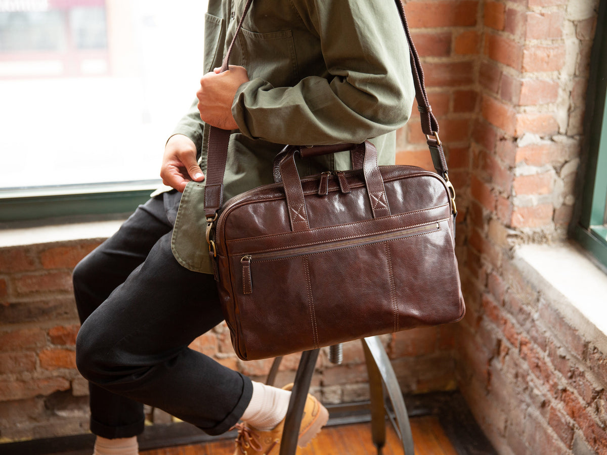 Bosca Firenze Single Gusset Stringer Dark Brown