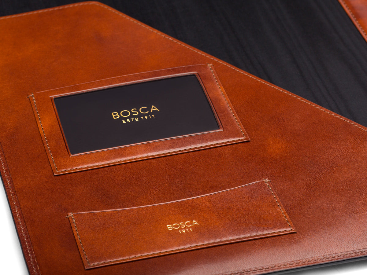 Bosca 8 1/2 x 11 Writing Pad Cover Old Leather Classic  Amber