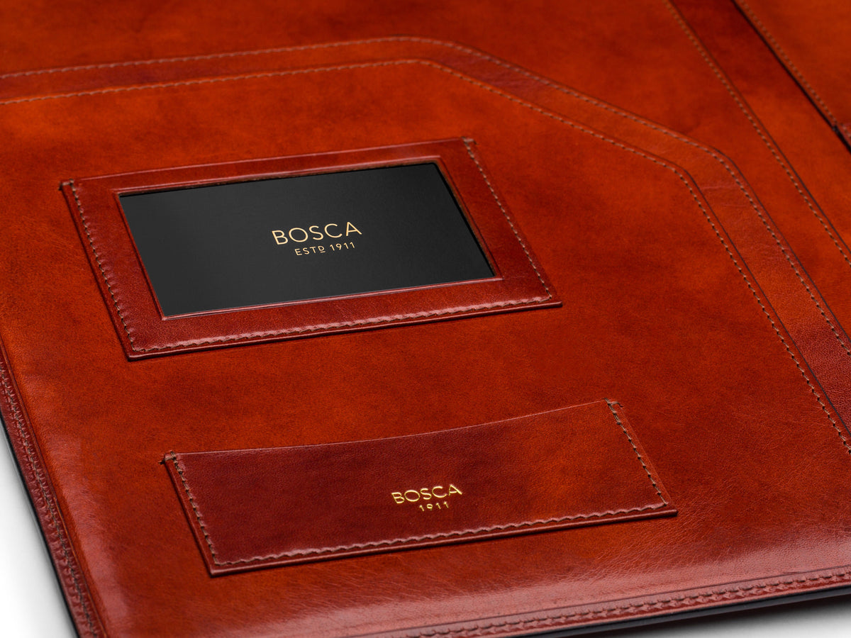 Bosca Old Leather Deluxe Leather Portfolio Cognac