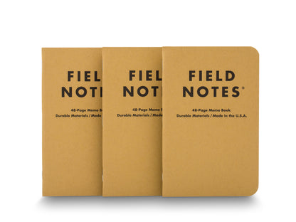Bosca Field Notes Kraft Memo Book (3 Pack) Kraft
