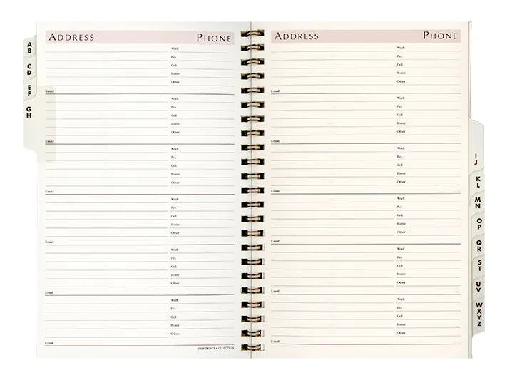 Bosca Spiral Address Minder Refill for Address Book / Weekly Minder Cream