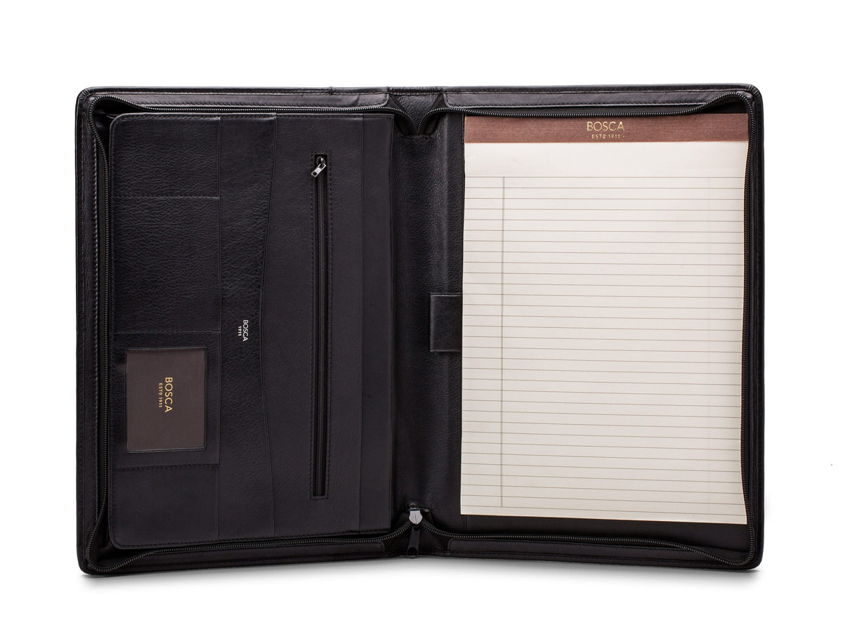 Bosca Nappa Vitello Deluxe Zip Around Portfolio Organizer Black