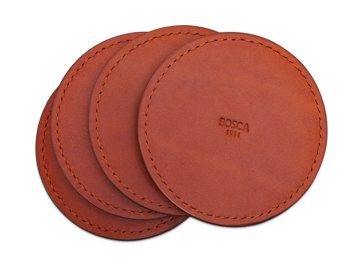 Bosca Vachetta Round Coasters - Set of 4 Brown