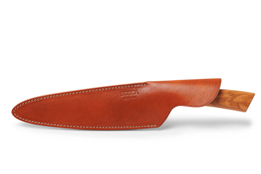 Bosca Olive Handle Chef Knife with Leather Sheath  Amber