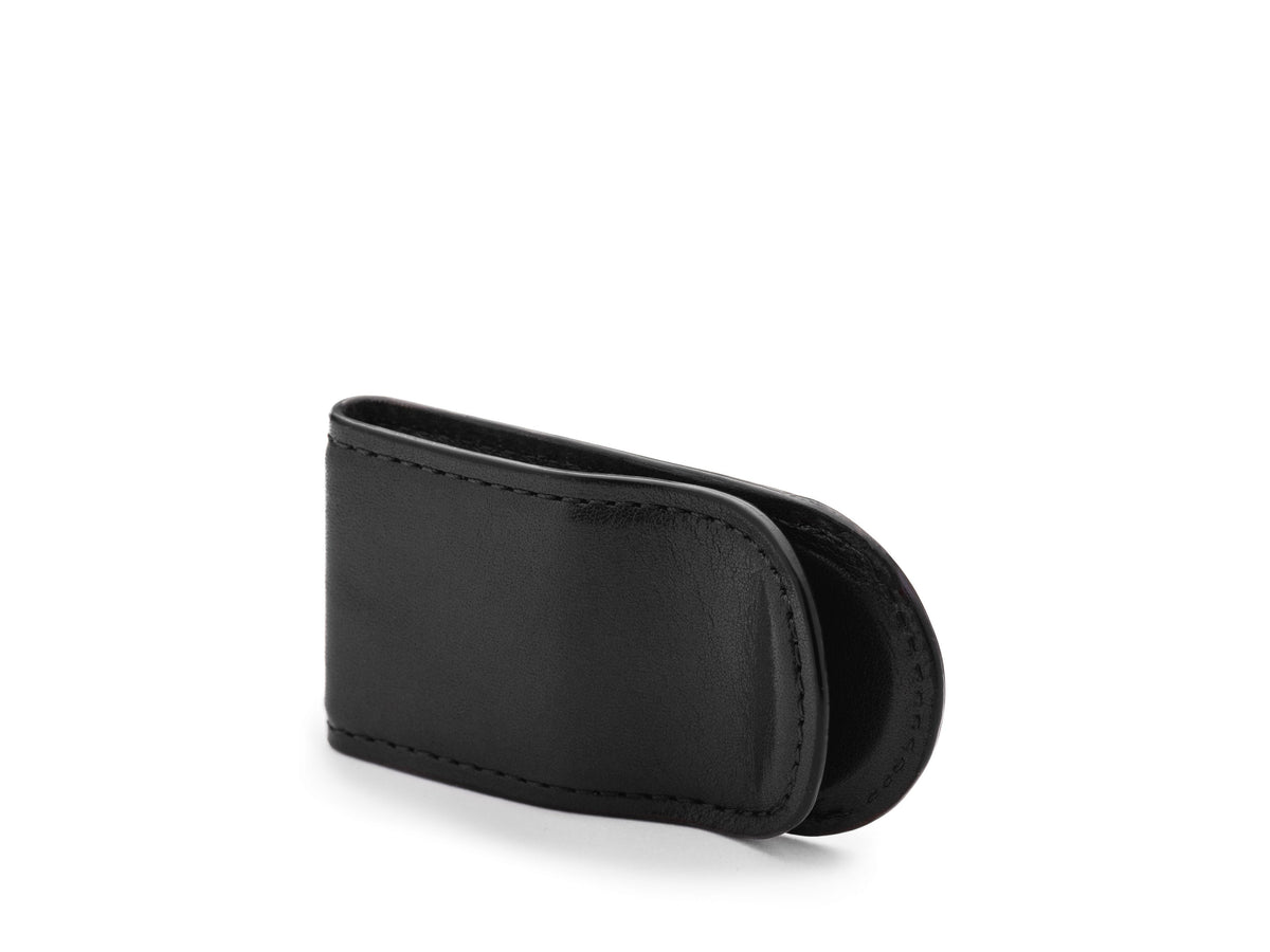 Bosca Leather-Covered Money Clip  Black