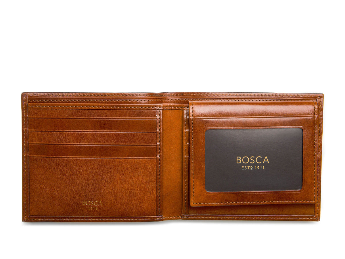 Bosca Old Leather Euro Credit Wallet w/ ID Passcase Amber