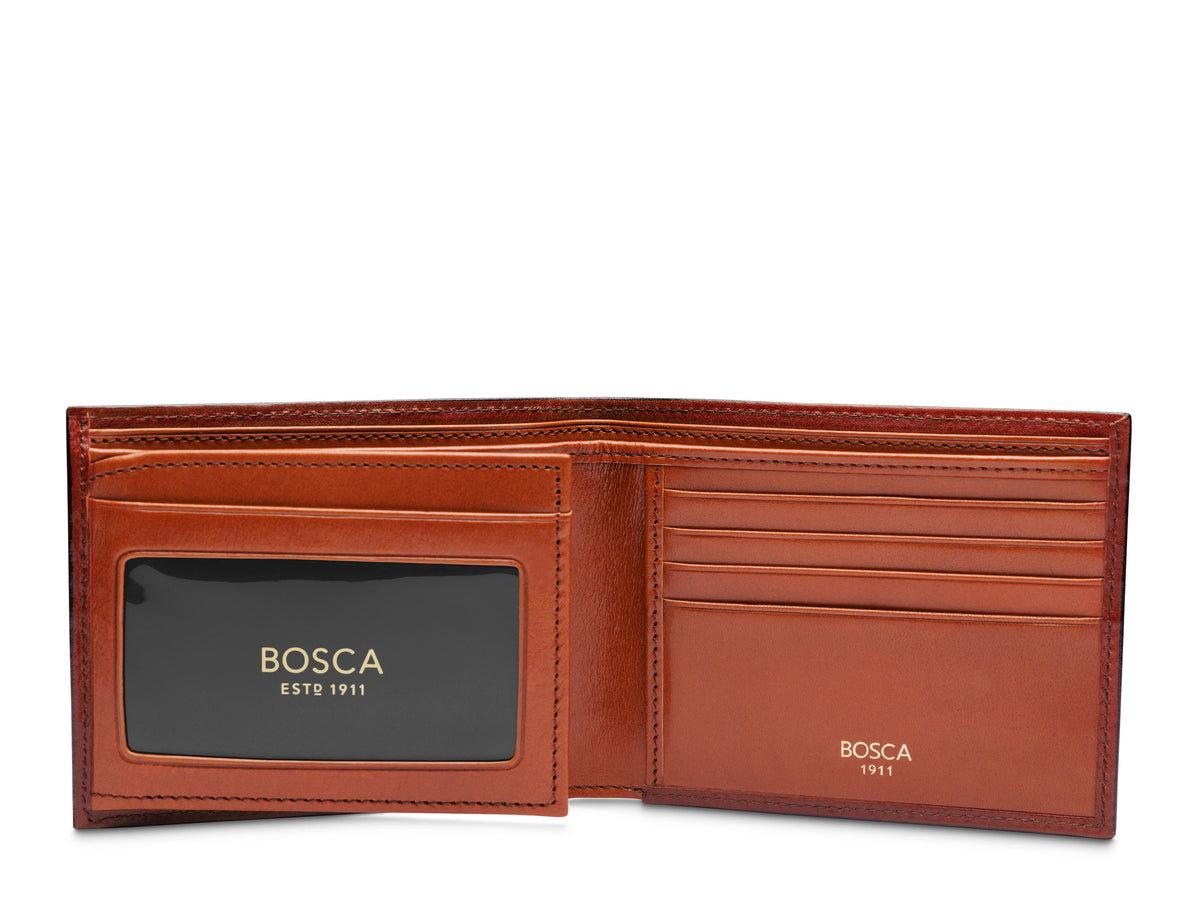 Bosca Contrast Old Leather Bifold w/ ID Flap Amber/Saddle