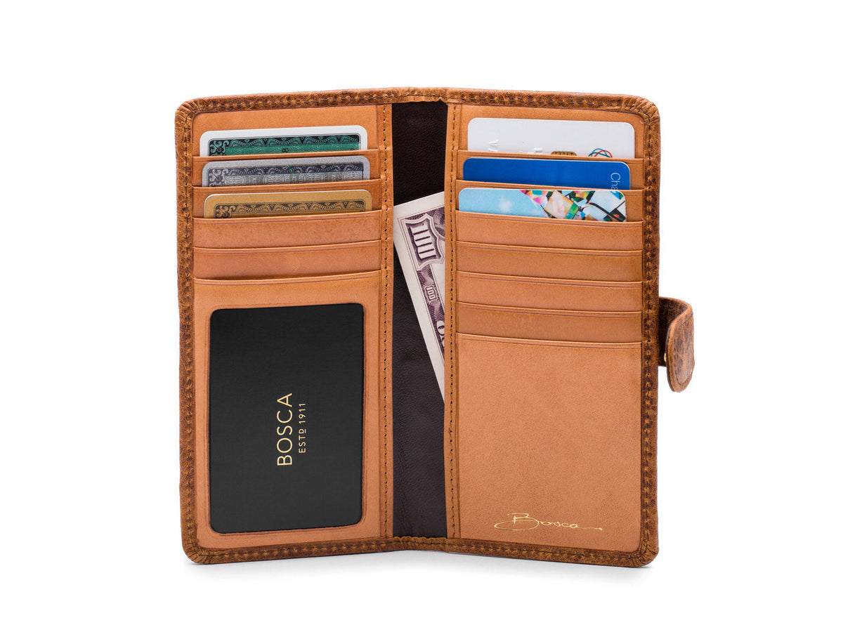 Bosca Bella Stille Slim Credit Case Ostrich Brown